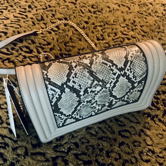 MUSHROOM TAUPE SNAKESKIN PRINT CHIC HANDBAG⭐️ SHOULDER BAG/ CROSSBODY NWT - Picture 6 of 8